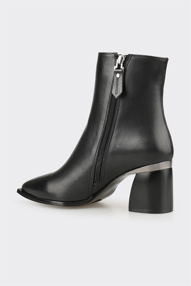 Siyah Deri Kadın Klasik Bot - 3