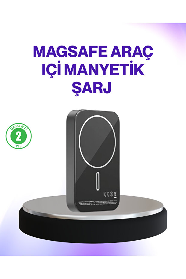 Mıknatıslı MagSafe Uyumlu Araç Tutucu Kablosuz Şarj Destekli - 1