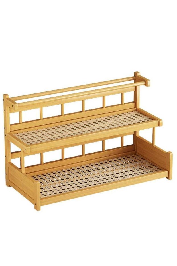 Two Shelf Wood Desktop Bookshelf Organizer and Office Storage Rack for Office Supplies & Home Decor