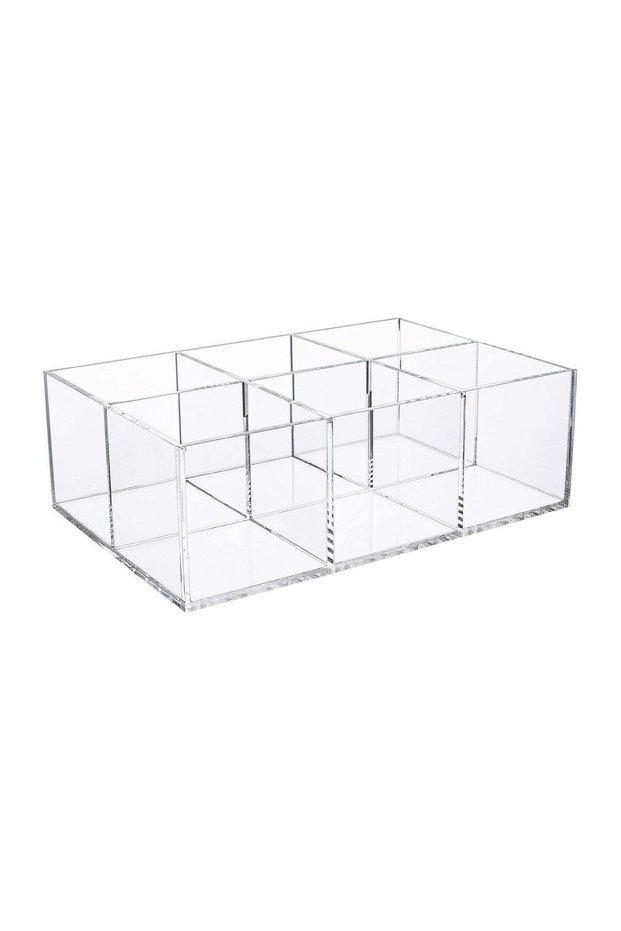 Clear Drawer Organizer, 6-Compartment Plastic Bathroom Storage Organizer