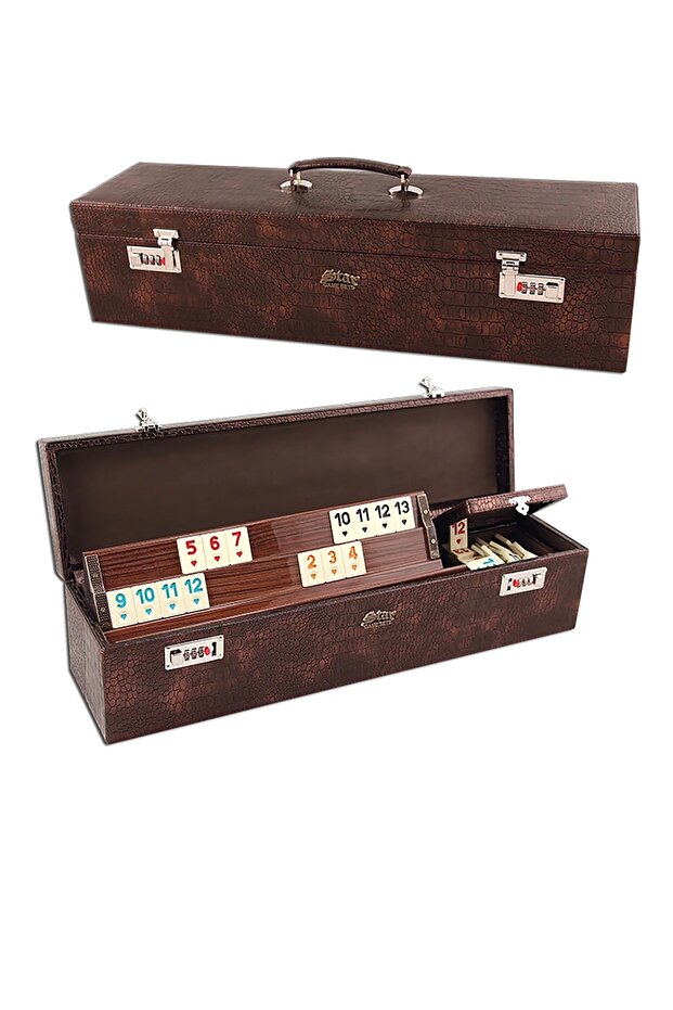 Large Size Elite Leather Luxury Bag Wooden Tree Wooden Bone Stone Okey Set 43 cm Gift