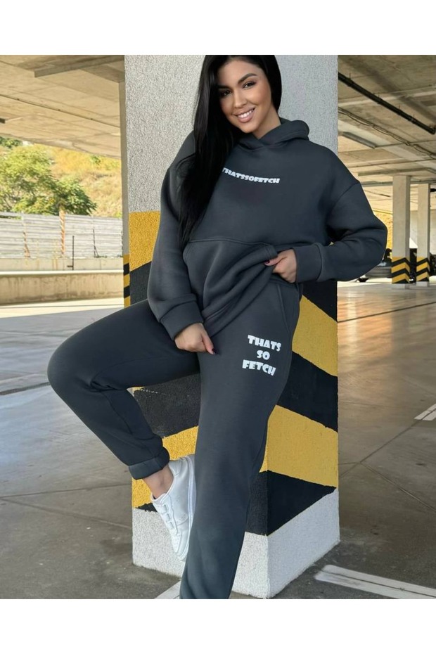 Unisex Men's Women's That's so Faith Printed Oversize 3 Thread Hooded Tracksuit Set