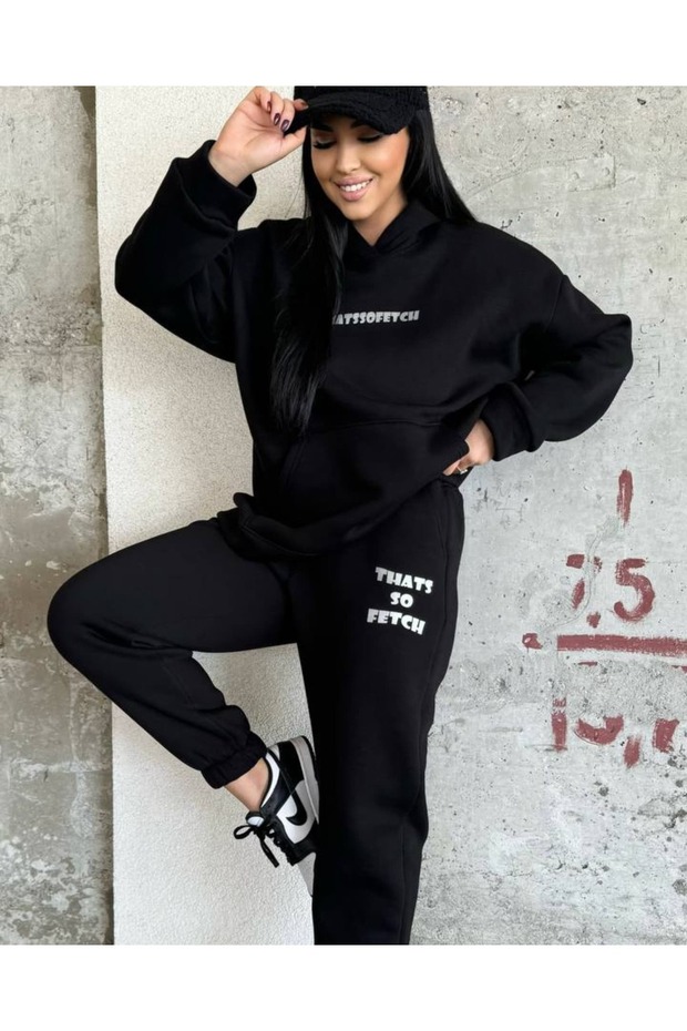 Unisex Men's Women's That's so Faith Printed Oversize 3 Thread Hooded Tracksuit Set