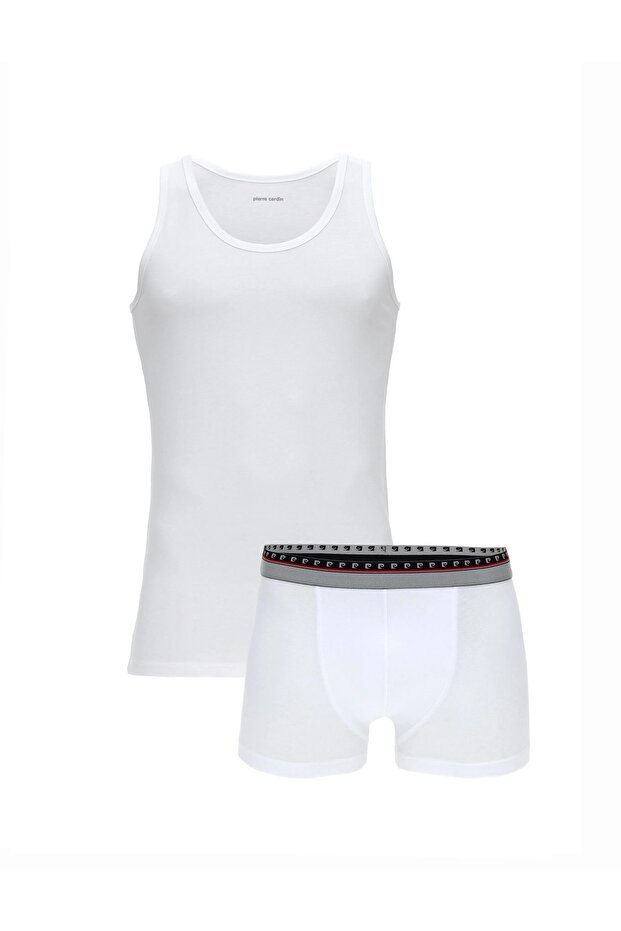 Men's White Singlet and Boxer Set of 2, Modal & Cotton & Lycra