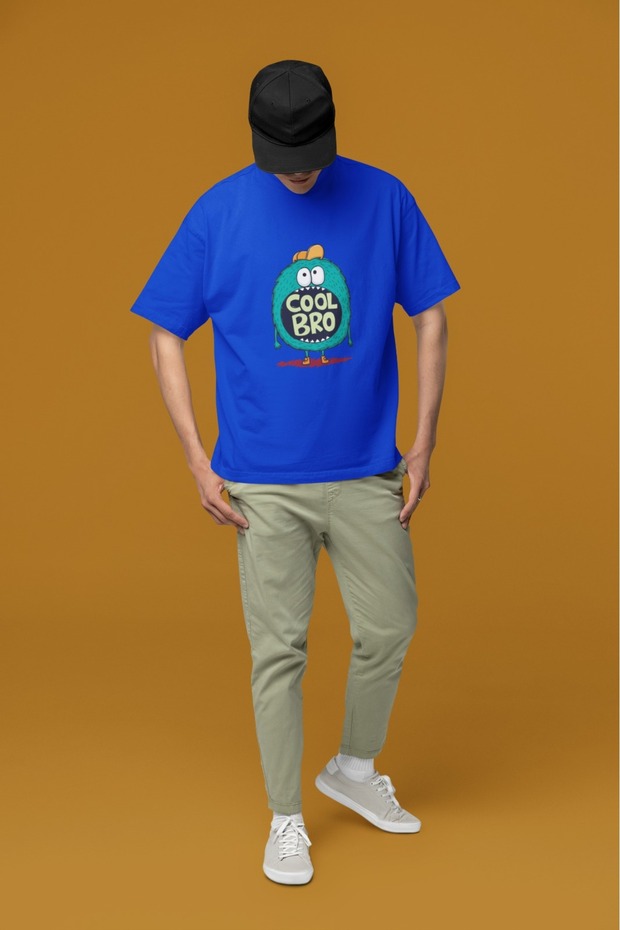 Men's Cool Bro Transfer Printed Round Neck Short Sleeve T-Shirt