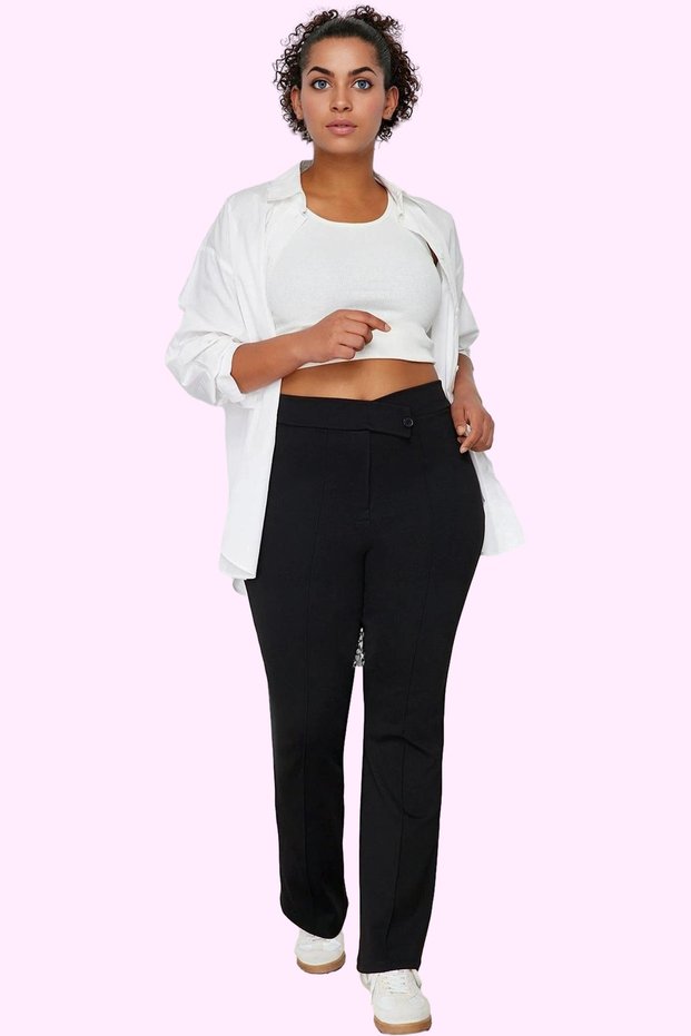 Women's Fashion High Waist Pipe Leg Pants Cotton Summer for Daily Combinations