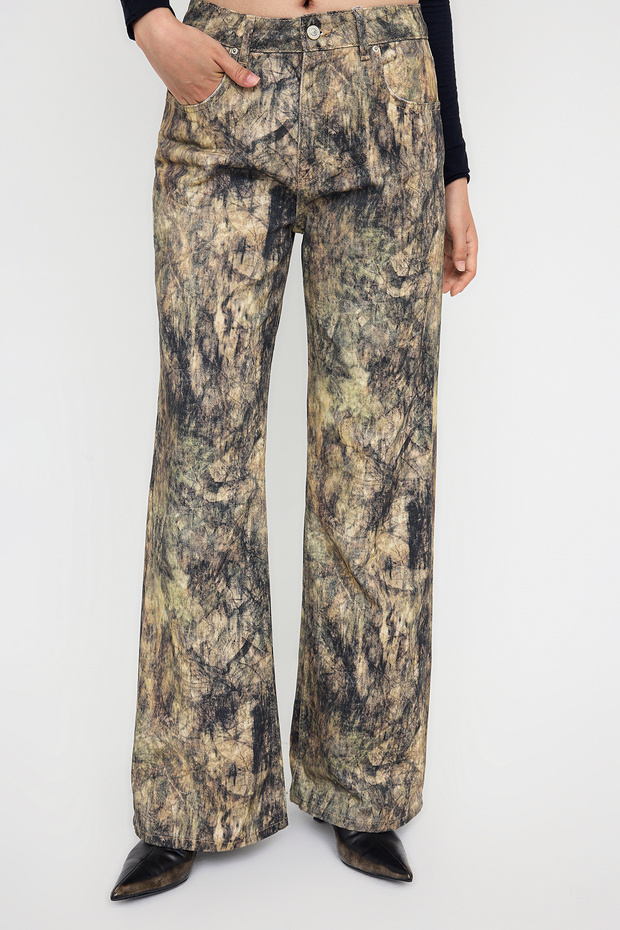 Teen Çok Renkli Desenli Yüksek Bel Wide Leg Jeans TWOAW26JE00152 - 3