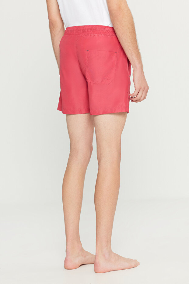 Erkek Kırmızı Hızlı Kuruyan Yan Cepli Desenli Standart Fit Normal Kesim Deniz Şortu Mayo - 9