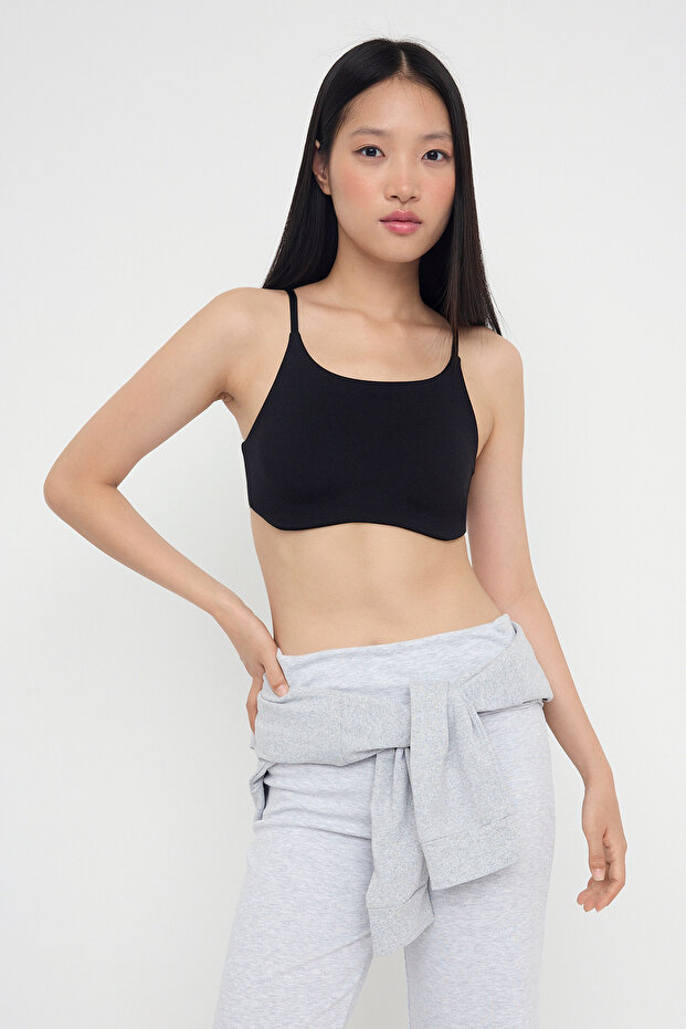 Teen Siyah Soft Kumaş Ayarlanabilir Askı Destekli/Şekillendirici Spor Sütyeni THMAW26SS00004 - 2