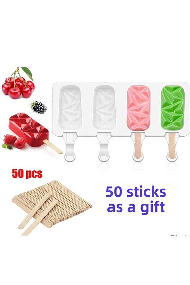 Magnum Ice Cream Mold Crystal Chocolate Mold 1St Quality Imported 50 Pieces with Stick as a Gift