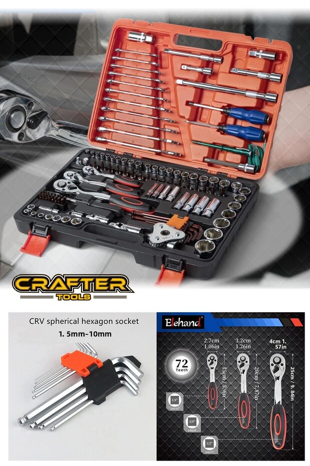 مجموعة مقابس احترافية ألمانية مكونة من 121 قطعة من أدوات CRAFTER - 2