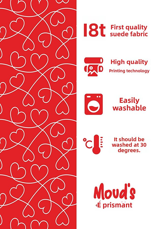 مفرش المائدة عداء من جلد الغزال بنمط قلوب حمراء - 3