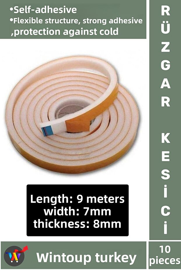 Premium Adhesive Window Insulation Tape Wind Cold Cutter Glass Insulation Sponge 9 Meters X 10 Pieces