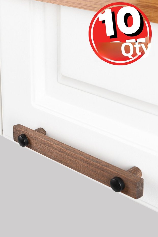 Cabinet Handles, 10 Pieces - 192 Mm (19.2 CM) - Natural Wooden Handles, Drawer Handles, Kitchen Cabinet Handles
