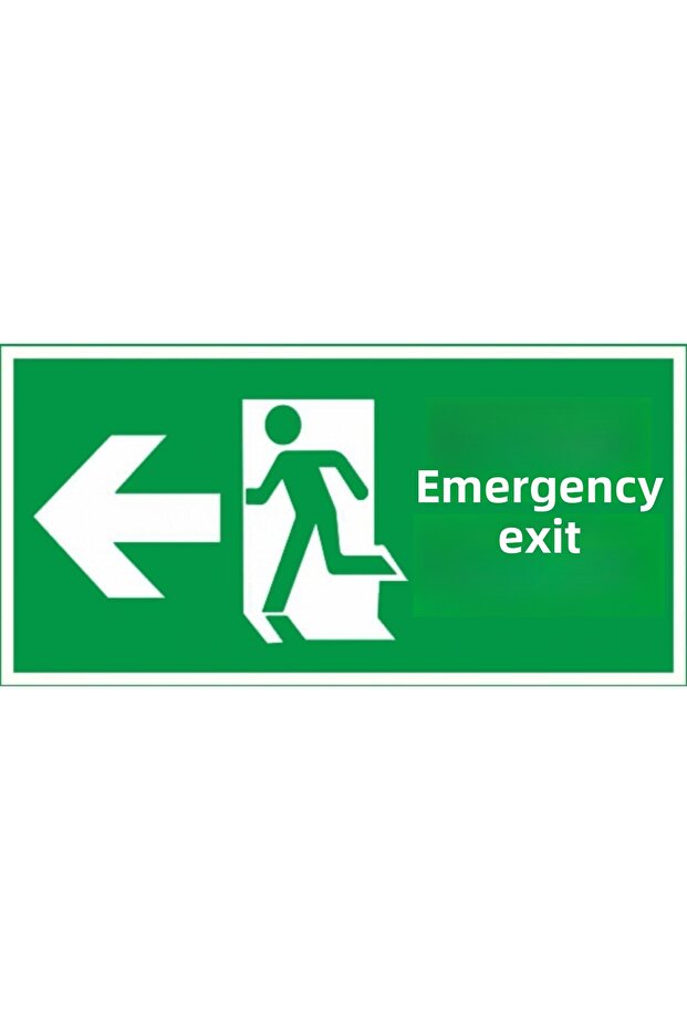 Emergency Exit Warning Sign Left Direction 25X15 Size