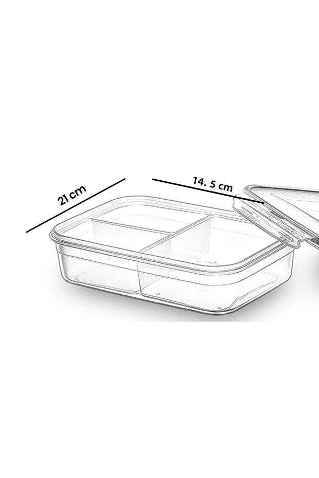 Fresh Box Rectangular 3 Compartment Storage Container - 1000 ml - 2