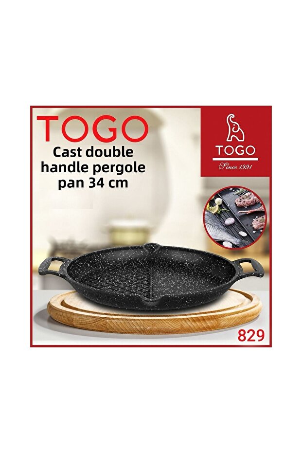 34cm Double Handle Compartment Pergole Pan Non-Stick Double Compartment Grill Frying Pan