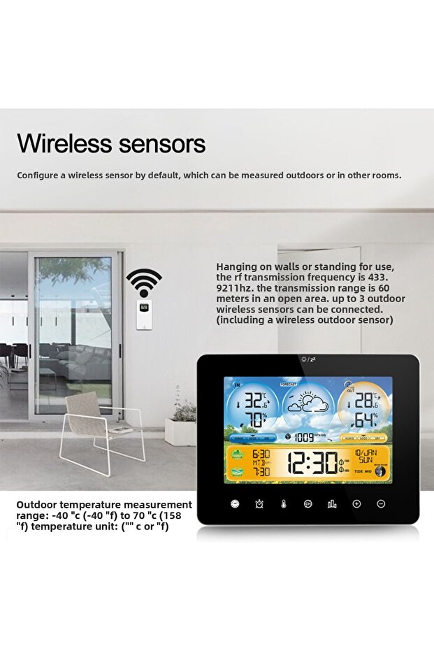 Sunrise and Sunset Weather Station Multi-function Alarm Clock Thermometer Hygrometer Touch Screen... - 5