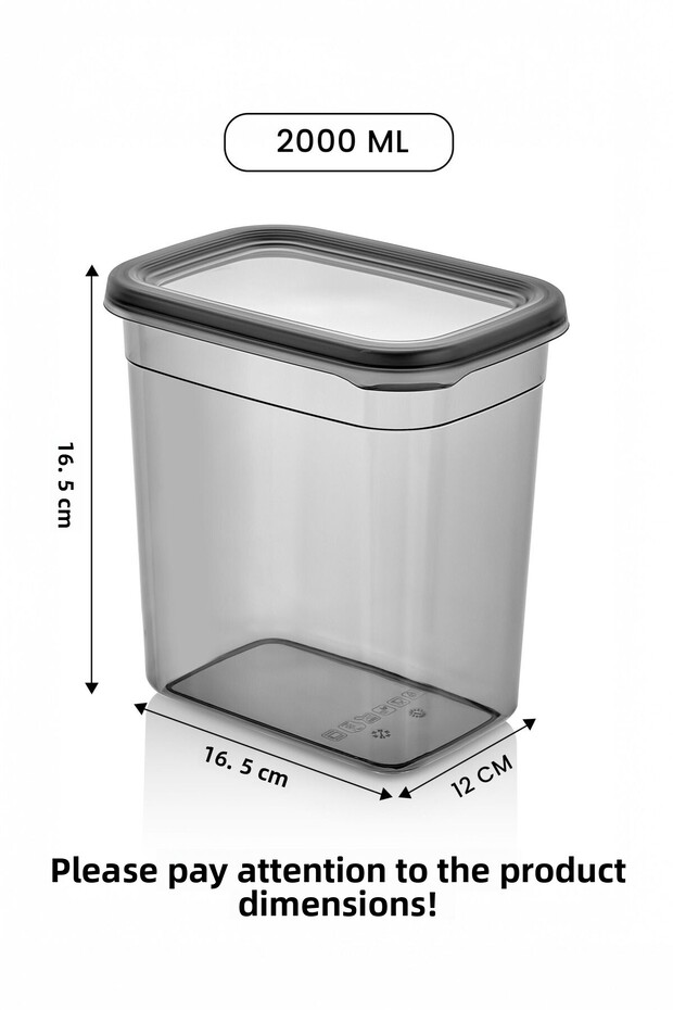 2000ml Anthracite 6-Piece Rectangular Storage Set - Erzak - 3