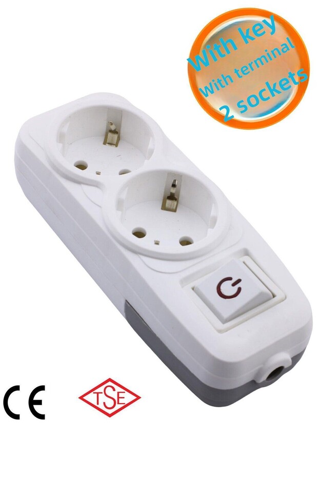 Switched 2-Piece Group Socket Terminal Plug Socket Grounded Multi-Group Socket Coupler Double Wireless - 1