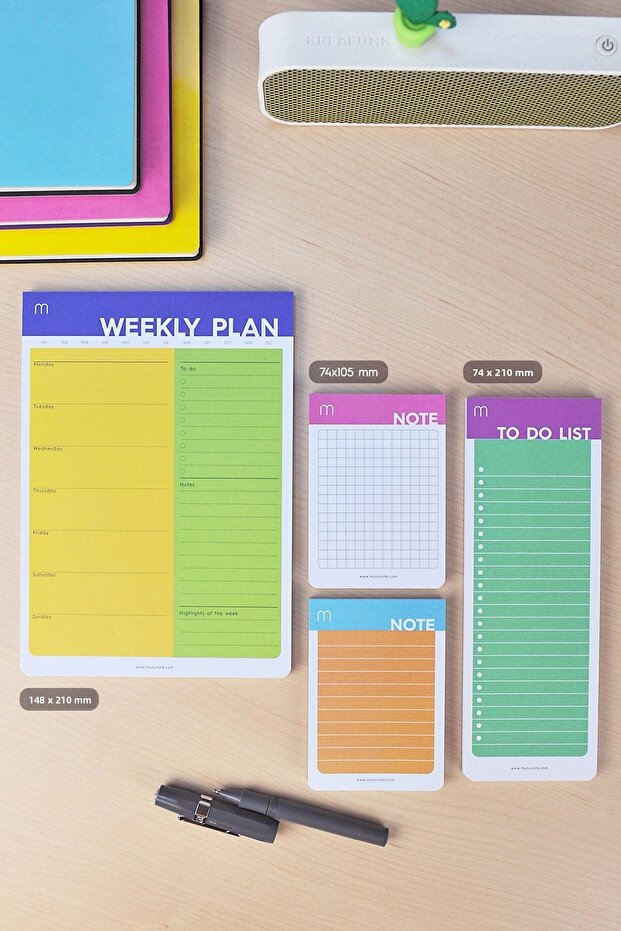 Munu Planner - 4 Planner Set - Colored (WEEKLY PLAN - TO DO LIST - NOTE) - 1