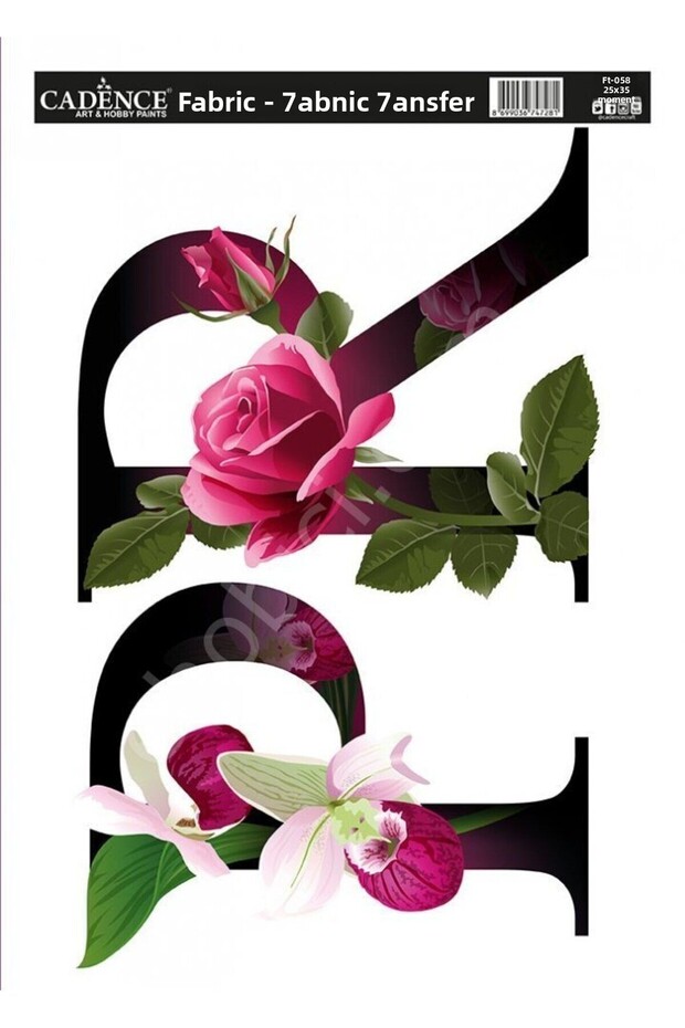 Kt-58 Cadence Fabric Transfer 25X35 Floral Letter Series