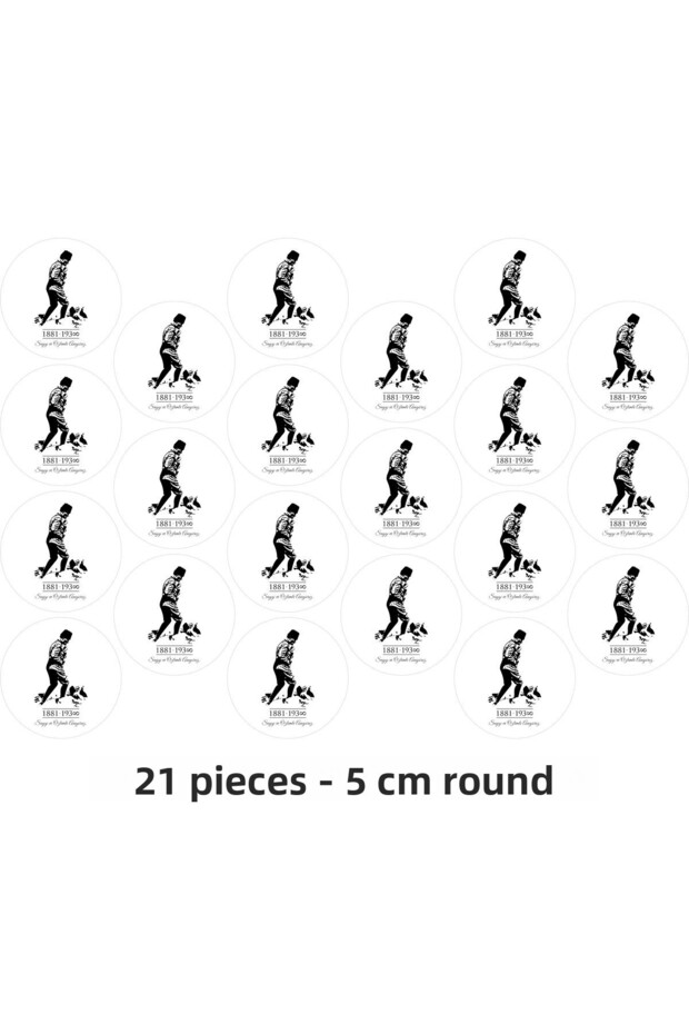 Ataturk Commemoration 21 Pieces 5 cm Diameter HD High Quality Black and White Sticker Label Stickers Packing