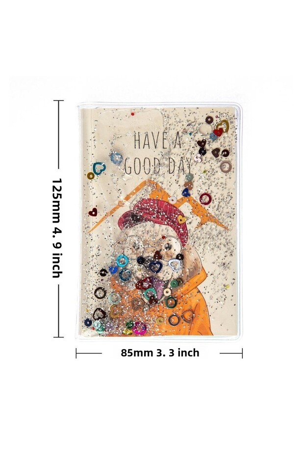 Glittery and Watery Covered Patterned Mini Notebook with Colorful Pages - 2