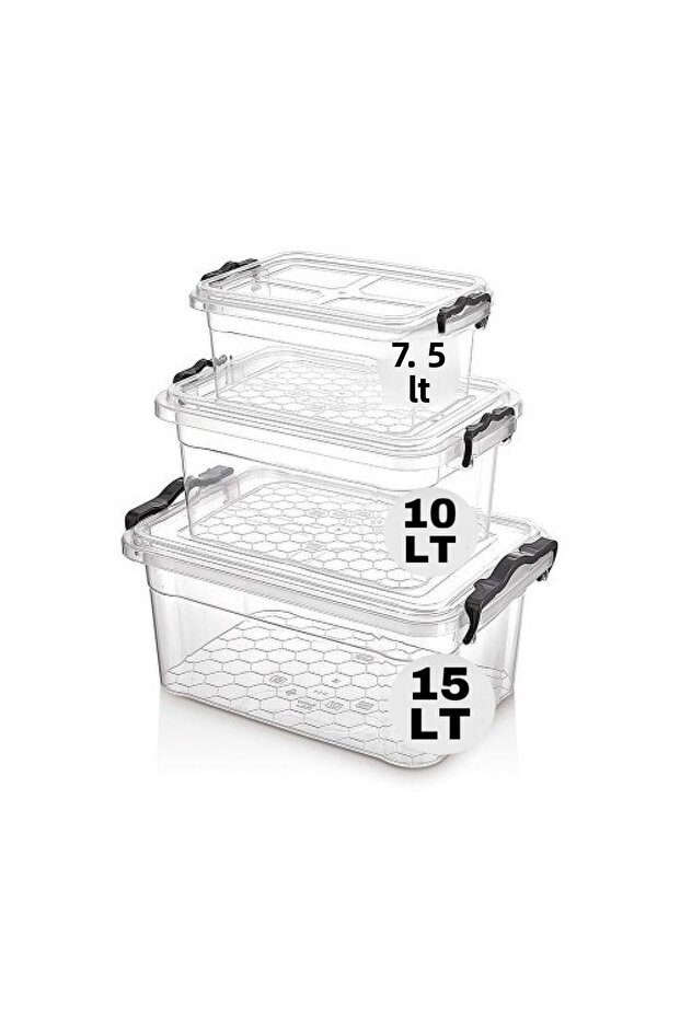 Food Pantry Storage Container Set of 3 15/10/7.5 Lt