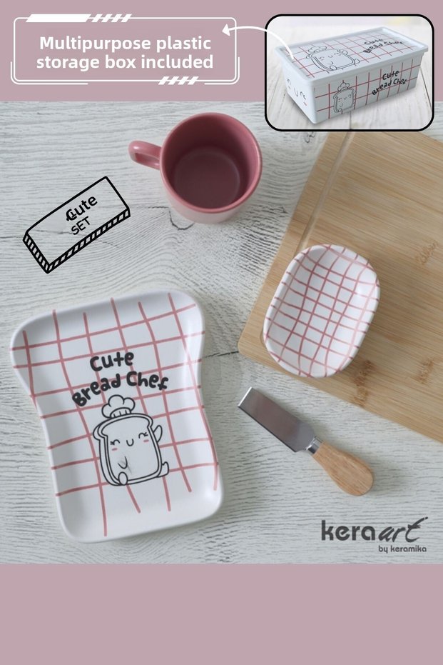 Set for Breakfast and Toast, Cute Figure 3+1 Pieces