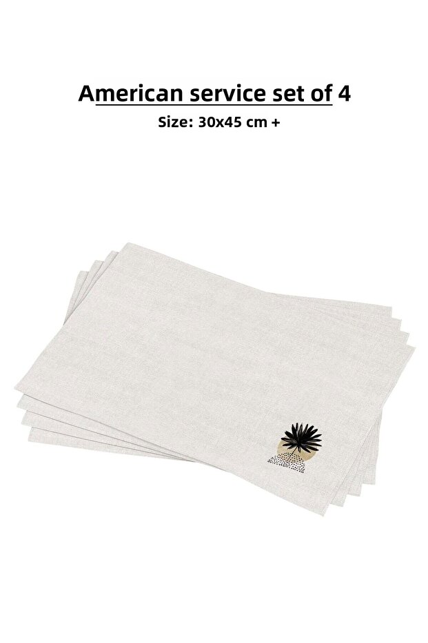 Yellow (Mustard) Black Botanical Bohemian Scandinavian Patterned Digital Print Placemat Set of 4 4Kmbs327