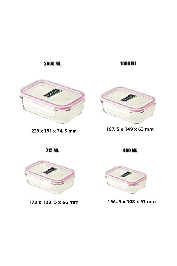 Advantageous Package 4-Piece Rectangular Glass Storage Set Locked Leak-Proof Lid - 2