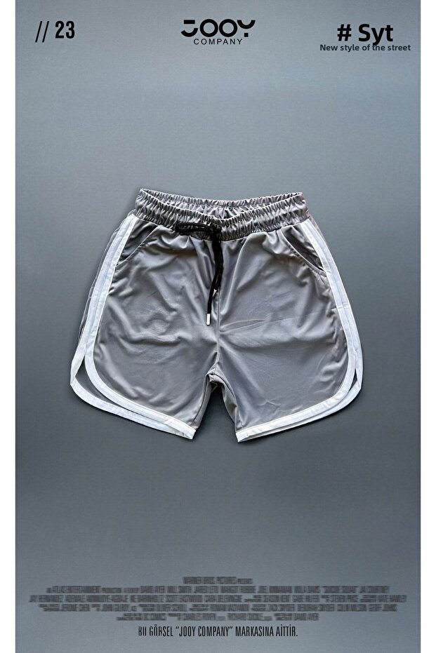 Gray Basketball Training Stripe Detailed Athlete Men's Shorts