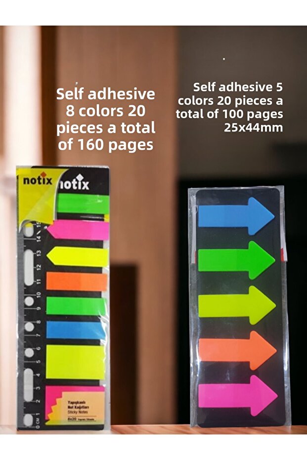 Ok-Shaped Adhesive Paper Post-It 5 Colors X 20 Sheets + Notix Adhesive Paper Set