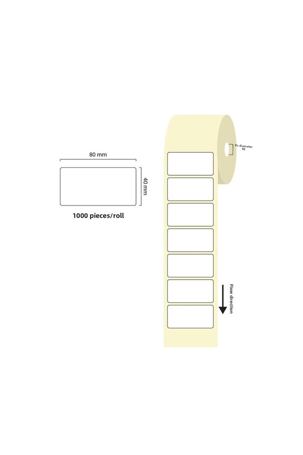 80x40mm Eco Thermal Label 1 قطعة 40 مم قطر 1000 قطعة