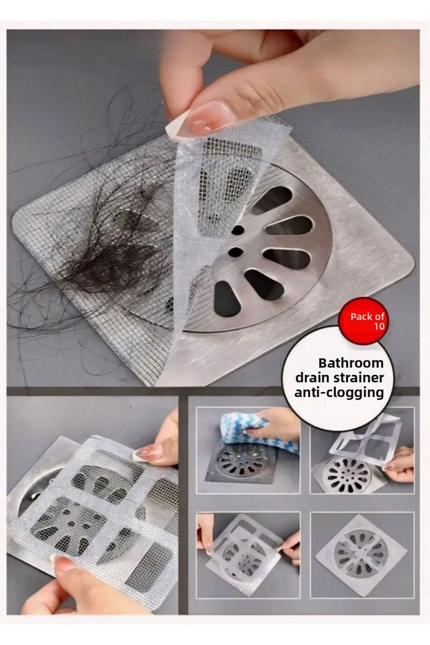Bathroom Shower Drain Strainer, Drain Hair and Fur Collector Cover, Shower Drain Clog Protection Net (10 Pieces)