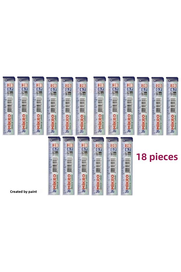 18 Pcs Min Pen Nib 0.7 Nib 2B Graduated with Ruler - Pack of 18