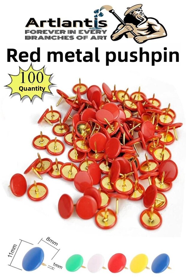 Red Thumbtack 100 Pcs 1 Pack Colorful Pvc Coated Head Thumbtack Plastic Round Button Pushpin