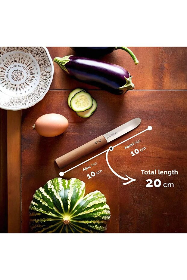 Eggplant, Pumpkin, Pepper & Vegetable Carving Tool - Traditional Handmade Wooden Handle Dolmalık Vegetable Carving Knife