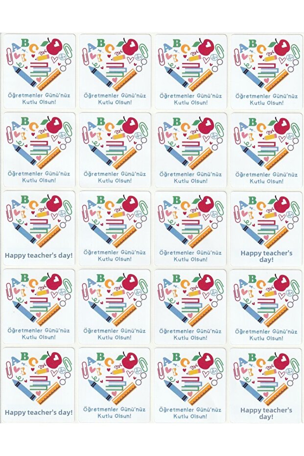 Teachers' Day Heart Sticker Set 4x4,5cm Teachers' Day 24 November School Celebration Label NSTI0100