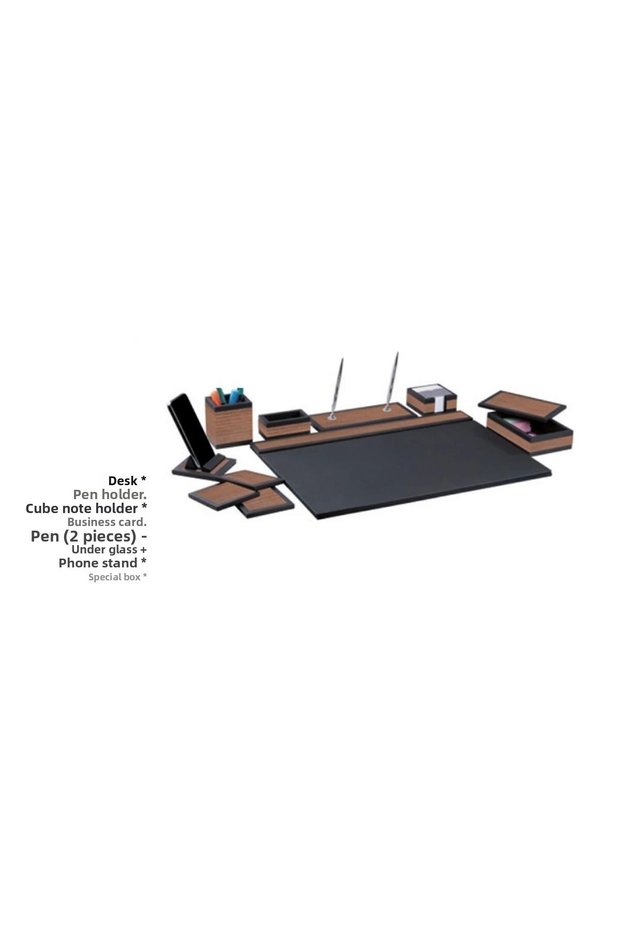 GIPTA 8125 FELIX Desktop 9 Piece Desk Set - Brown & Black