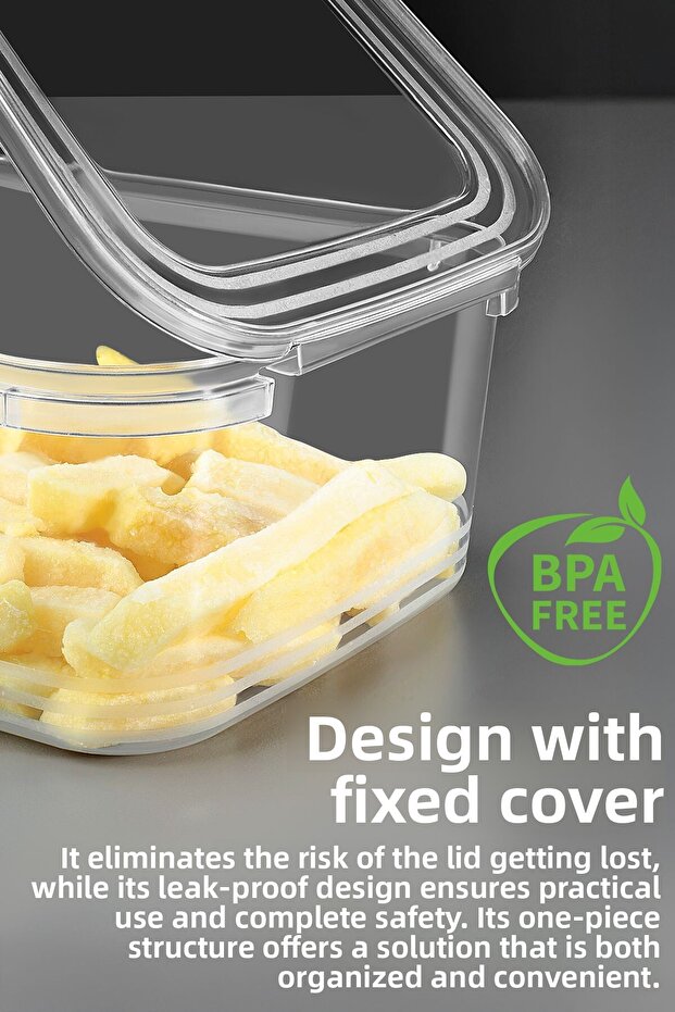 Set of 10 Leak-Proof Self-Clamshell Storage Containers - Airtight Food Container Suitable for Deep Freezer - 5