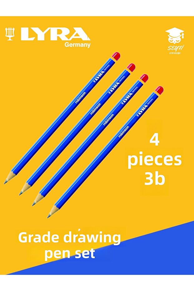 GRADED DRAWING PENCIL SET 4 PIECES LEAD DRAWING PENCIL LYRA ROBINSON GERMANY PRODUCTION