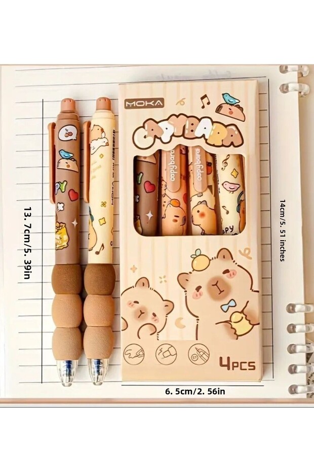 Capybara Patterned 1 Erasable Gel Pen - 6