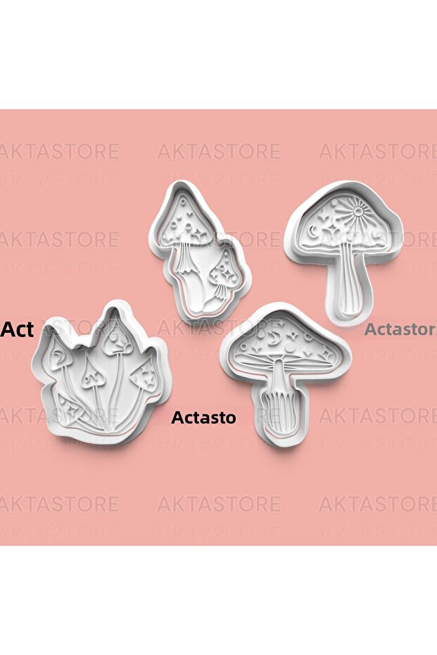 Set of 4 Cookie Molds and Fondant Molds with Mushroom Figures