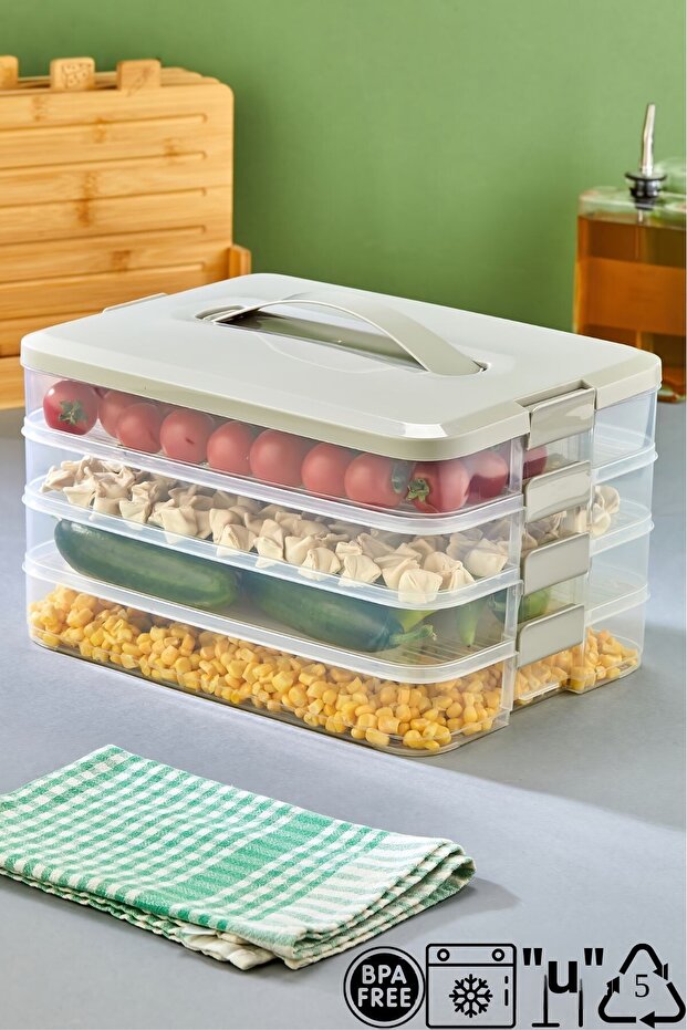 Practical 4 Tiers Storage Container Refrigerator Organizer Multi-Purpose Storage Container