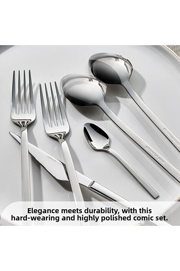 Cedar Elegance Besteckset für 12 személyes, 84 személyes - Hochwertiges 18/10 rostfreies - 5