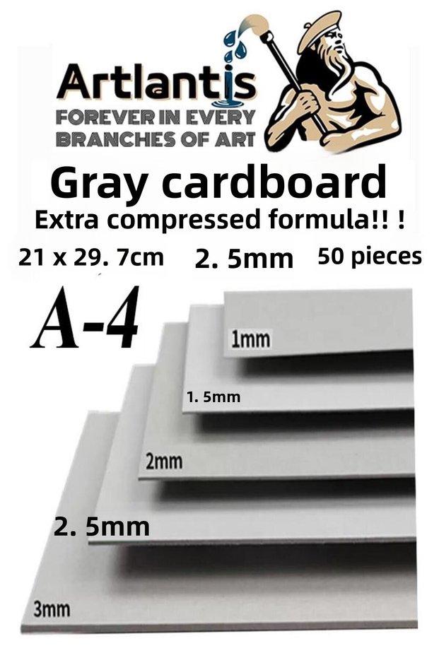 A4 Cardboard Gray 2.5 mm 50 Pcs 1 Pack 21X29.7 cm A-4 Cardboard 2.5 mm Thickness A-4 Cardboard
