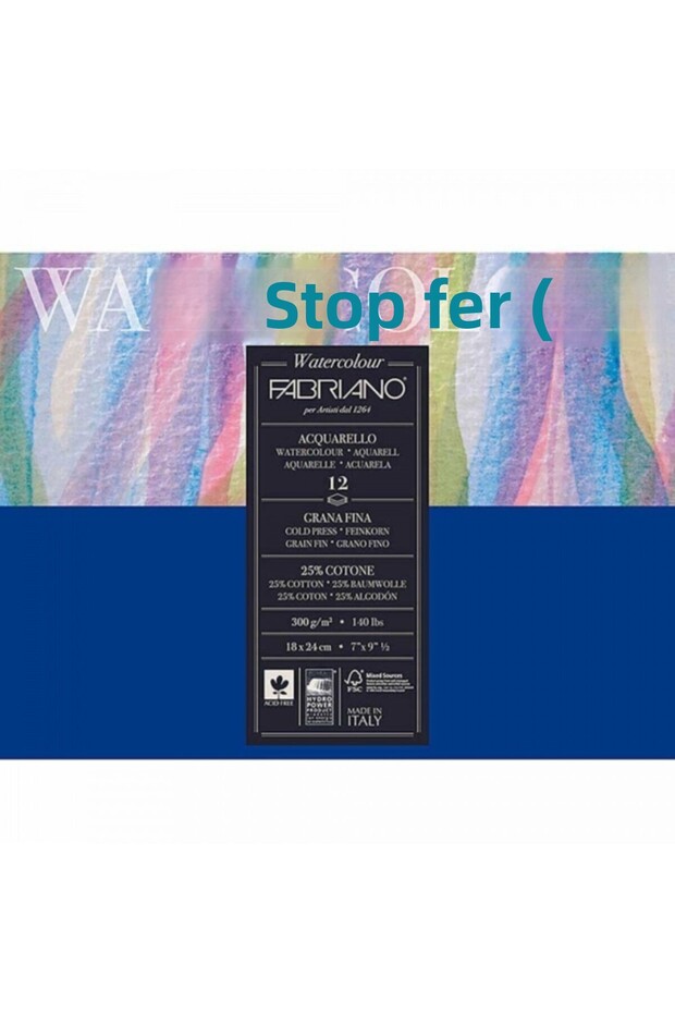 Watercolour Cold Pressed 300gr Water Color Block 12 Sheets 18x24cm