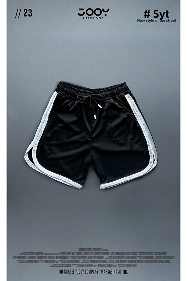 Black Basketball Training Stripe Detailed Athlete Men's Shorts